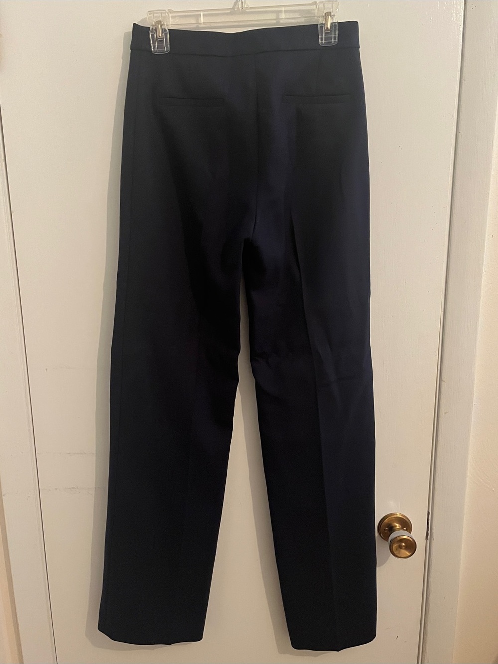 Sezane Dan Navy Wide-Leg High-Rise Pants with Front Patch Pockets - Picture 3 of 6